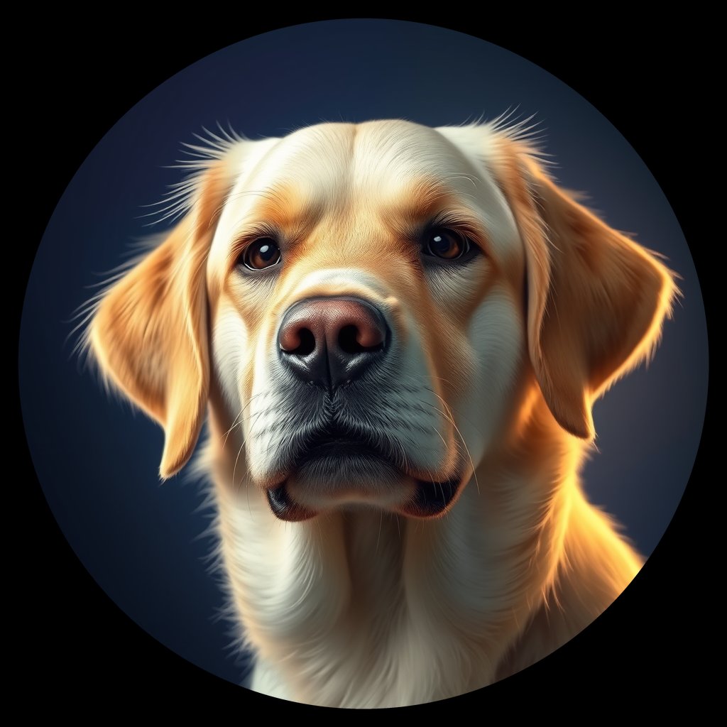 Cosmic medallion portrait of PFZ31C10_PFZ31C10, a Golden Retriever