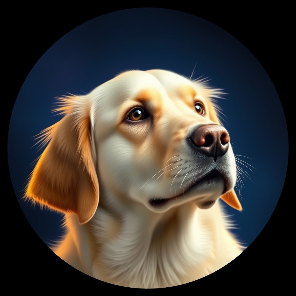 Cosmic medallion portrait of PFZ31C11_PFZ31C11, a Golden Retriever