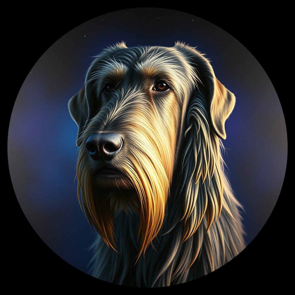 Cosmic medallion portrait of PFZ31C12_PFZ31C12, a Irish Wolfhound