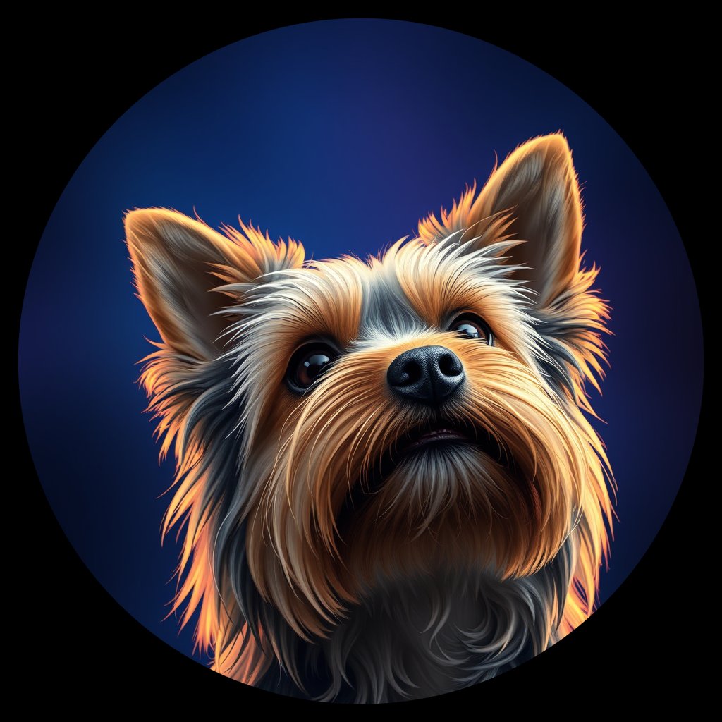 Cosmic medallion portrait of PFZ31D02_PFZ31D02, a Yorkshire Terrier
