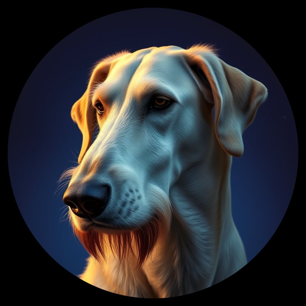 Cosmic medallion portrait of PFZ31D07_PFZ31D07, a Irish Wolfhound