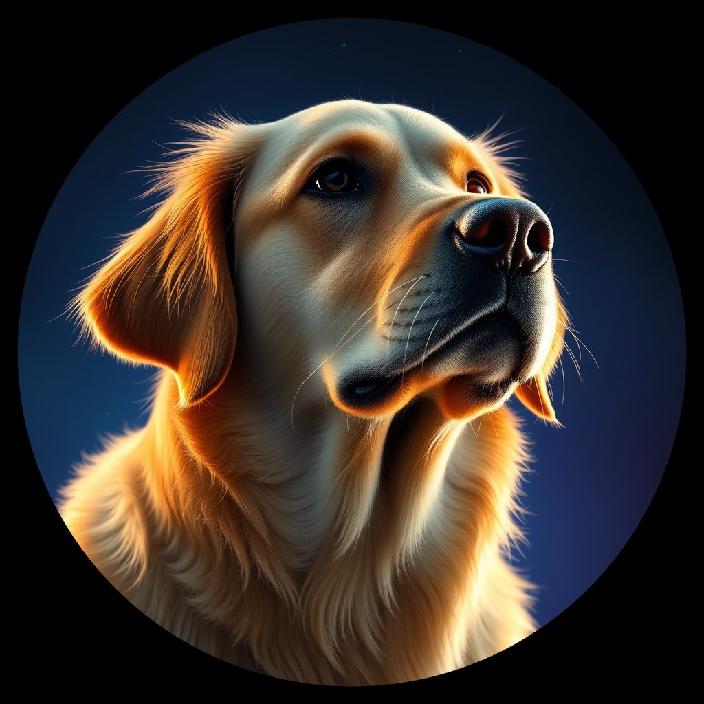 Cosmic medallion portrait of PFZ31D10_PFZ31D10, a Golden Retriever