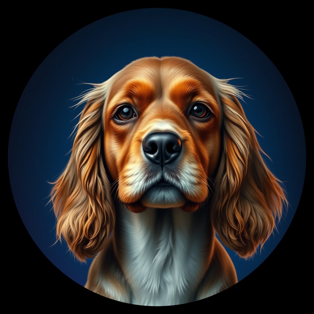 Cosmic medallion portrait of PFZ31E01_PFZ31E01, a American Cocker Spaniel