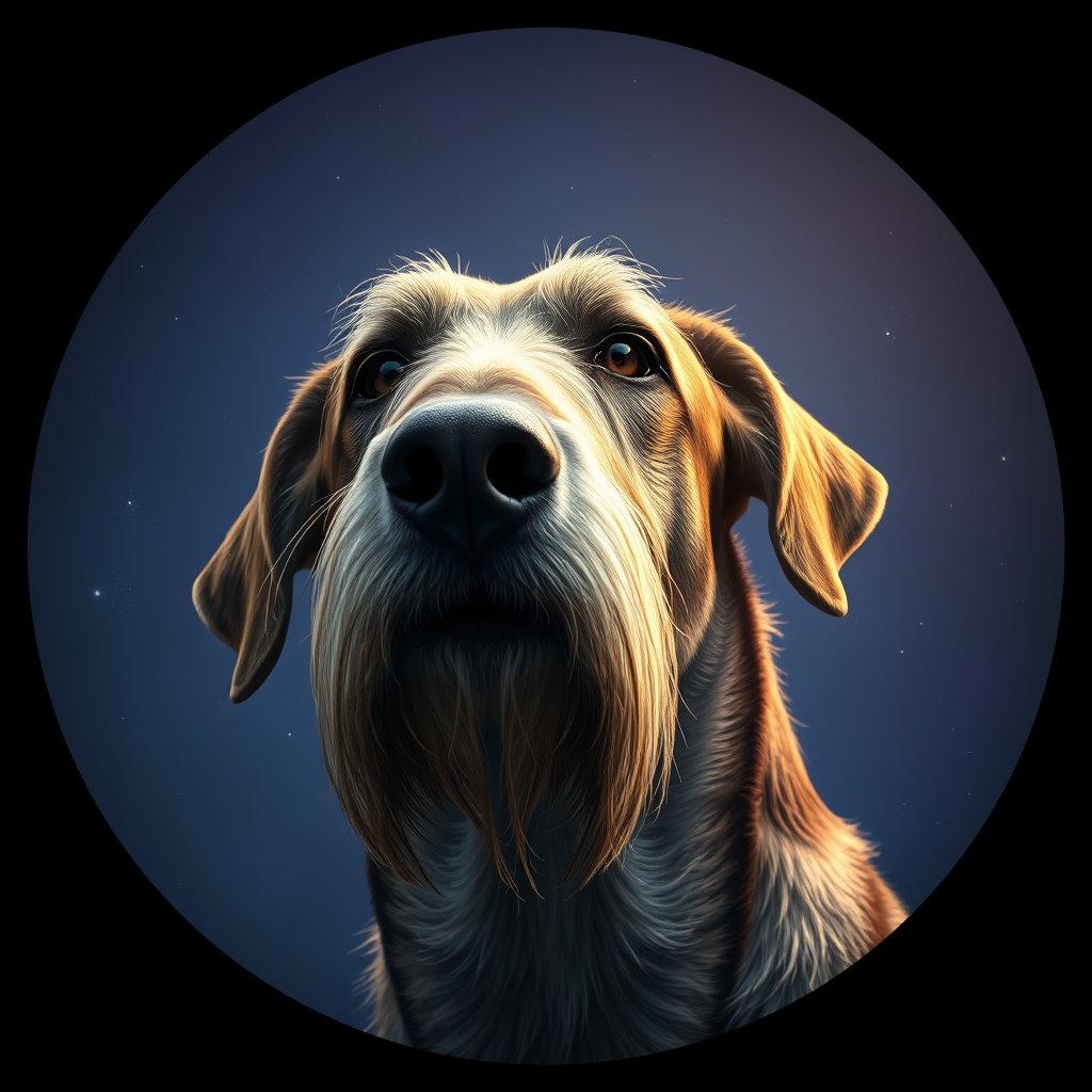 Cosmic medallion portrait of PFZ31E07_PFZ31E07, a Irish Wolfhound