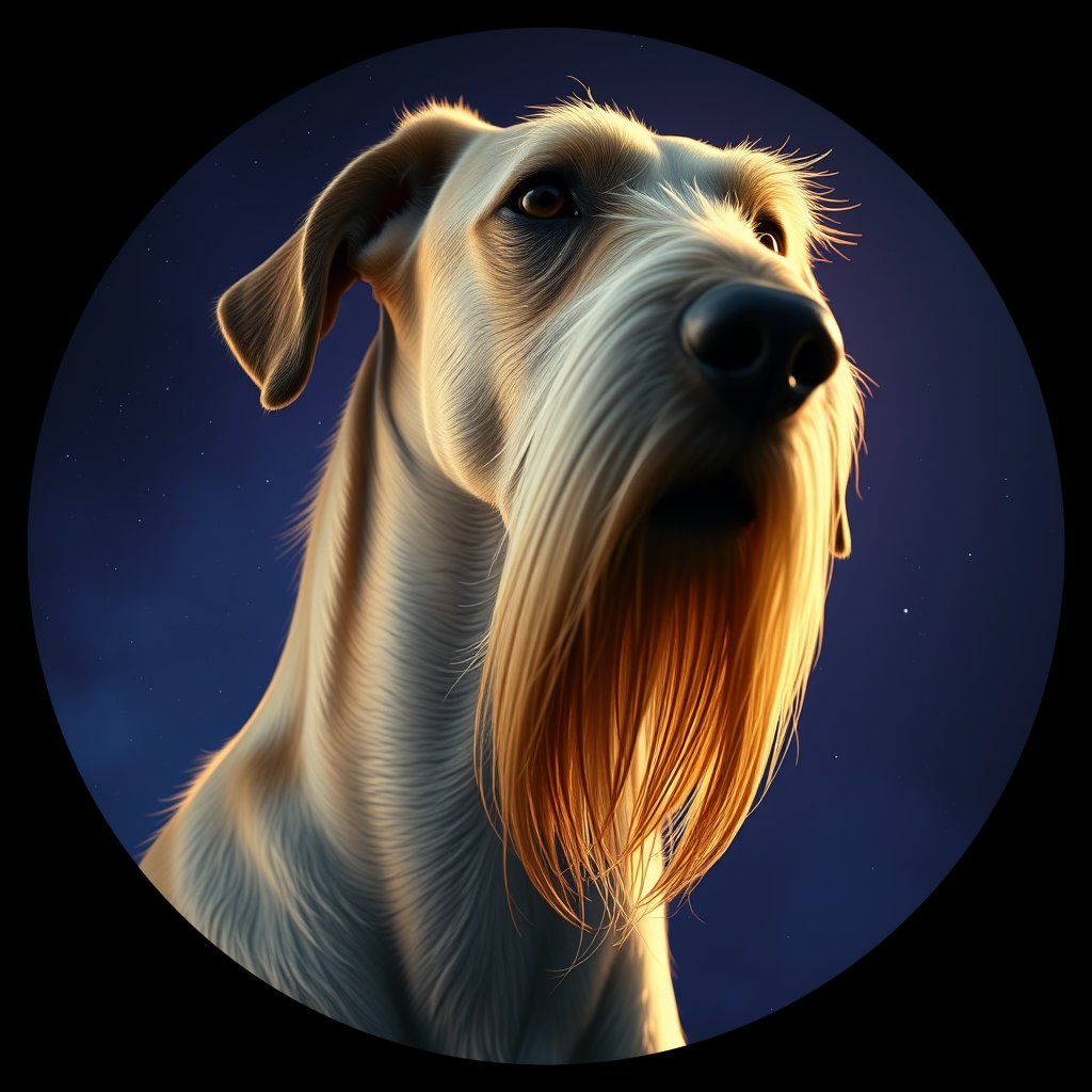 Cosmic medallion portrait of PFZ31E08_PFZ31E08, a Irish Wolfhound