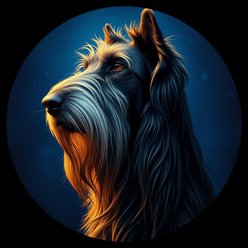 Cosmic medallion portrait of PFZ31E09_PFZ31E09, a Irish Wolfhound