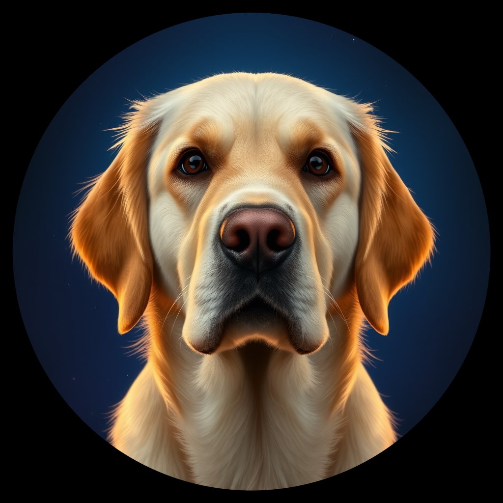 Cosmic medallion portrait of PFZ31E10_PFZ31E10, a Golden Retriever