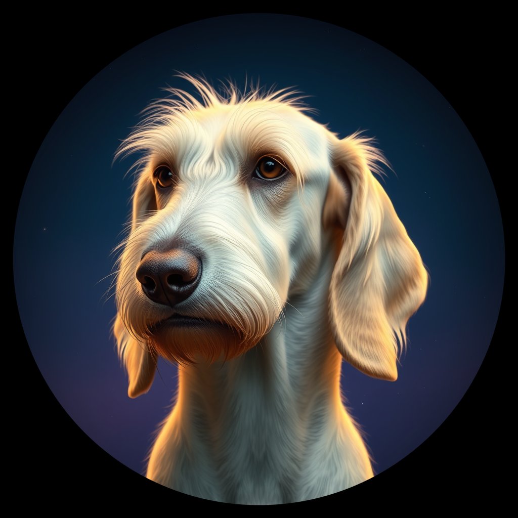 Cosmic medallion portrait of PFZ31E12_PFZ31E12, a Irish Wolfhound