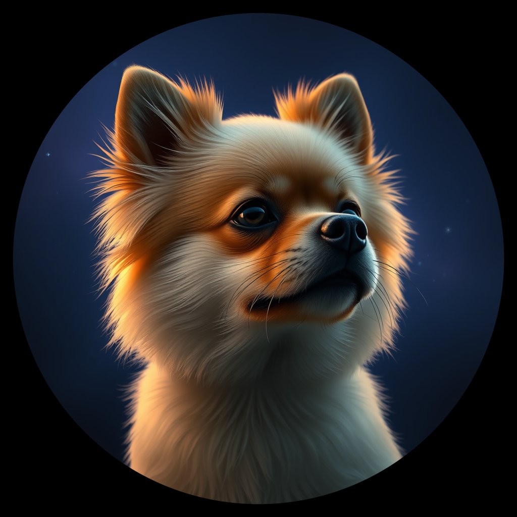 Cosmic medallion portrait of PFZ31F04_PFZ31F04, a Pomeranian