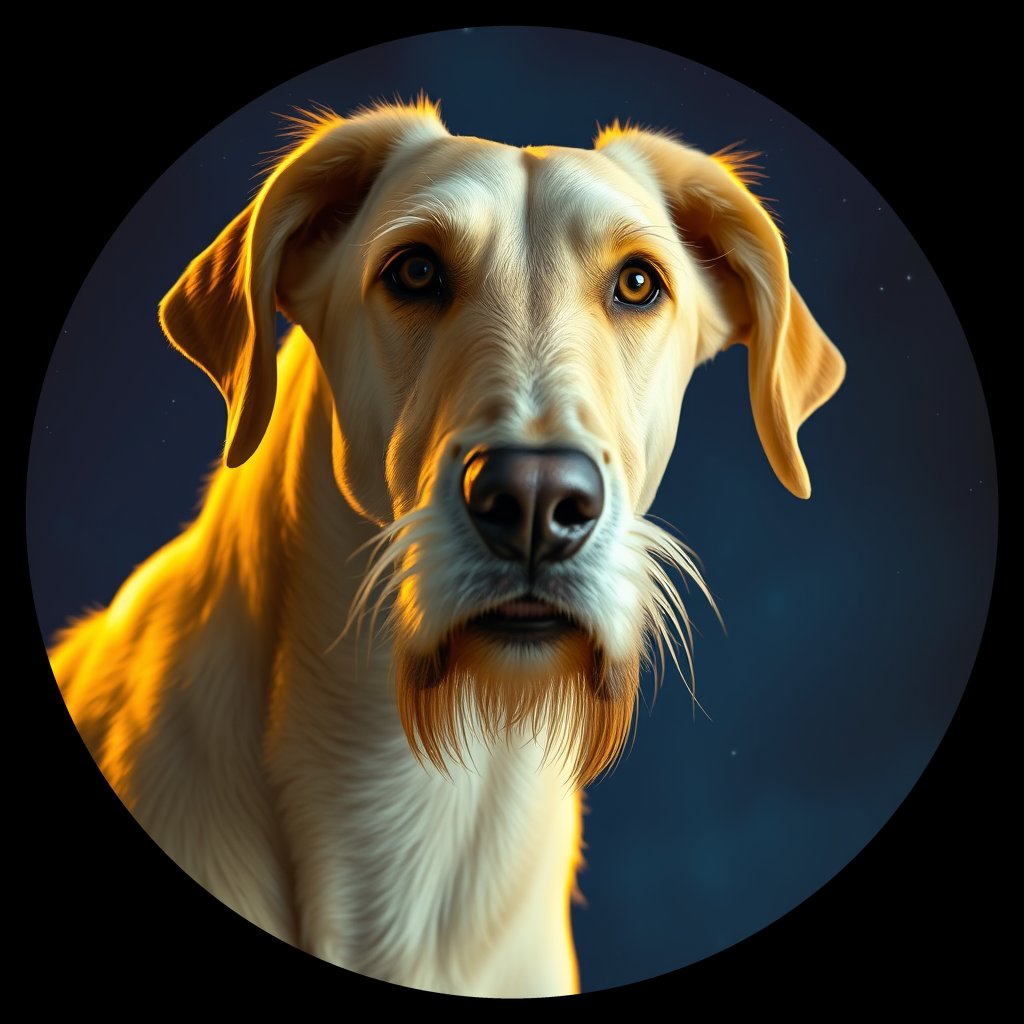 Cosmic medallion portrait of PFZ31F07_PFZ31F07, a Irish Wolfhound