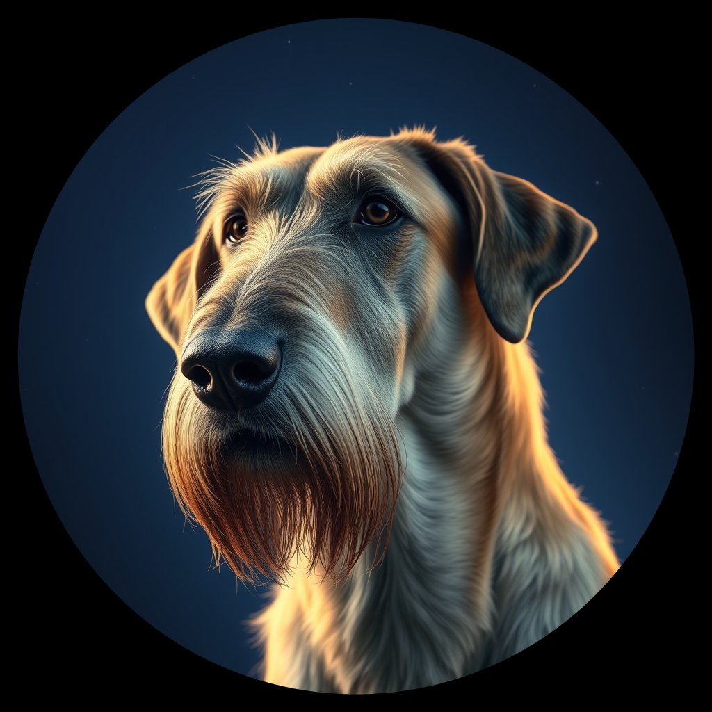 Cosmic medallion portrait of PFZ31F08_PFZ31F08, a Irish Wolfhound
