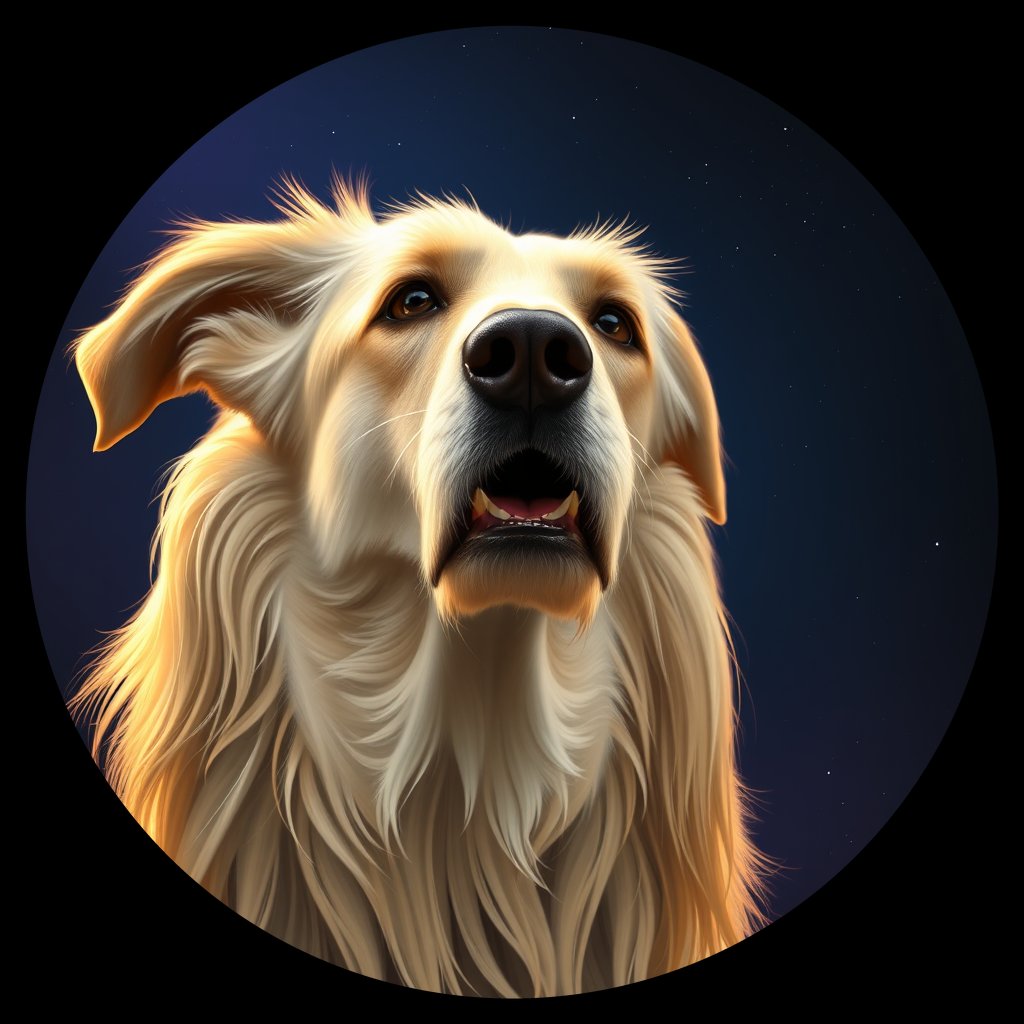 Cosmic medallion portrait of PFZ31F09_PFZ31F09, a Irish Wolfhound