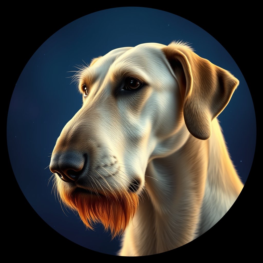 Cosmic medallion portrait of PFZ31F11_PFZ31F11, a Irish Wolfhound