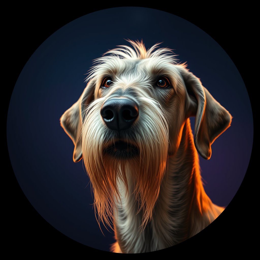 Cosmic medallion portrait of PFZ31F12_PFZ31F12, a Irish Wolfhound