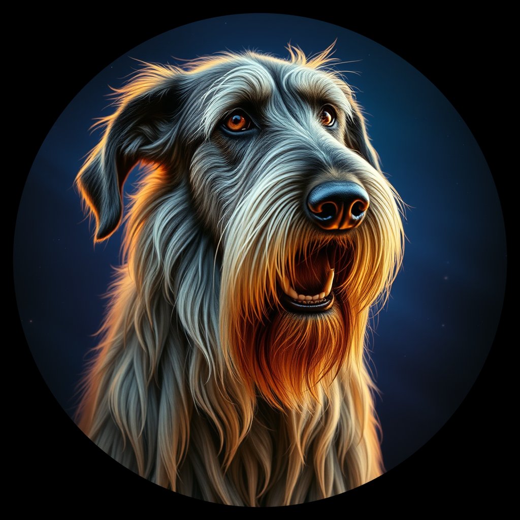 Cosmic medallion portrait of PFZ31G05_PFZ31G05, a Irish Wolfhound