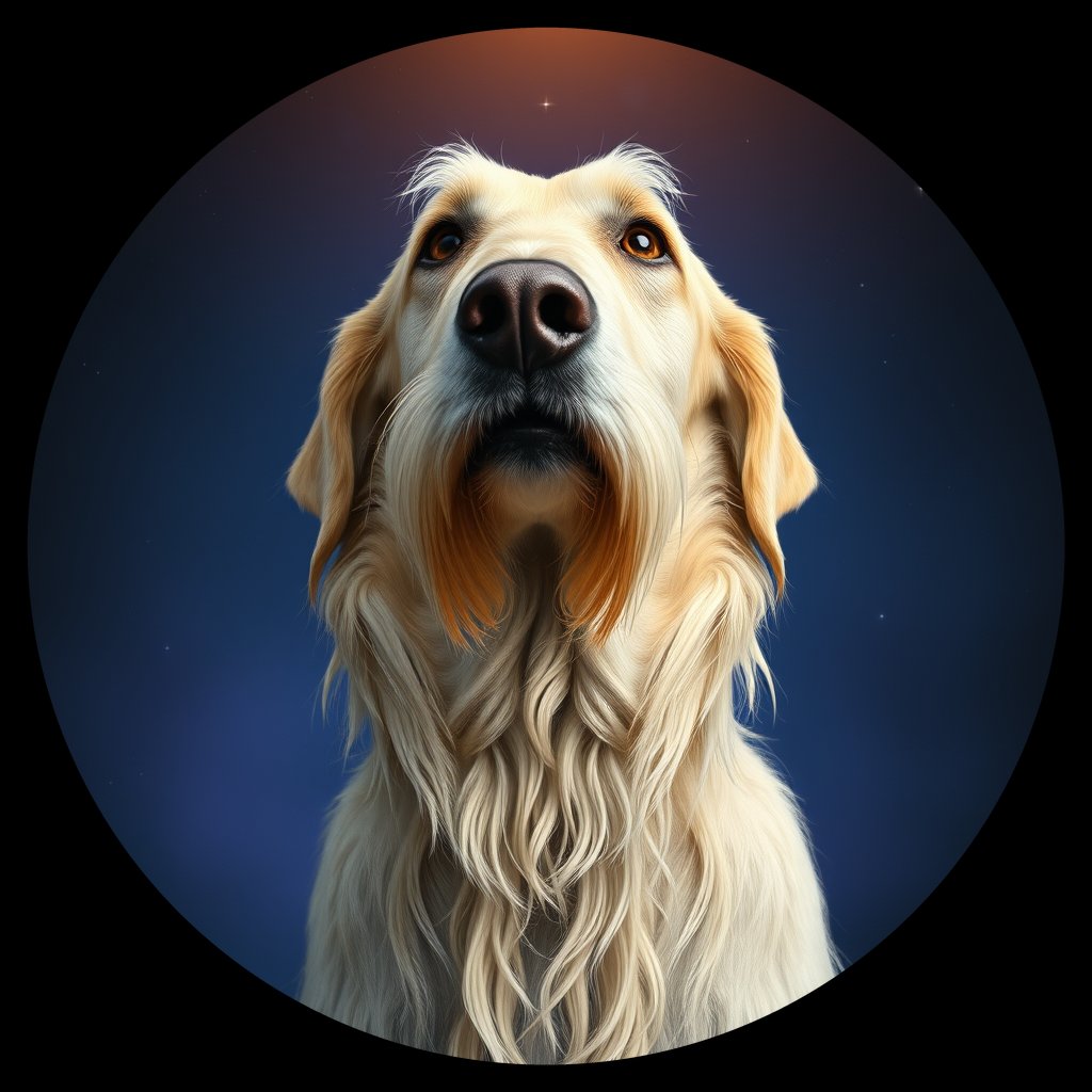 Cosmic medallion portrait of PFZ31G06_PFZ31G06, a Irish Wolfhound