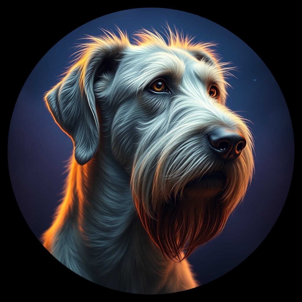 Cosmic medallion portrait of PFZ31G07_PFZ31G07, a Irish Wolfhound