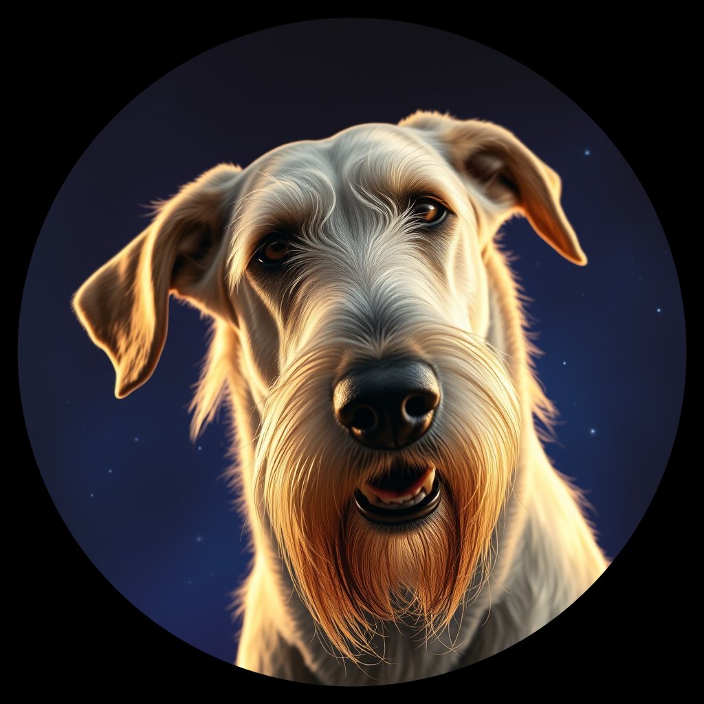 Cosmic medallion portrait of PFZ31G08_PFZ31G08, a Irish Wolfhound