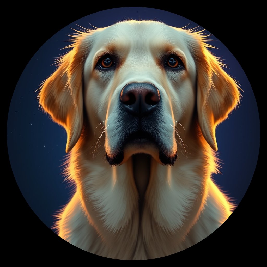 Cosmic medallion portrait of PFZ31G09_PFZ31G09, a Golden Retriever