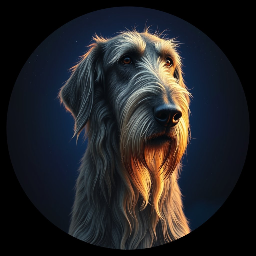 Cosmic medallion portrait of PFZ31G12_PFZ31G12, a Irish Wolfhound