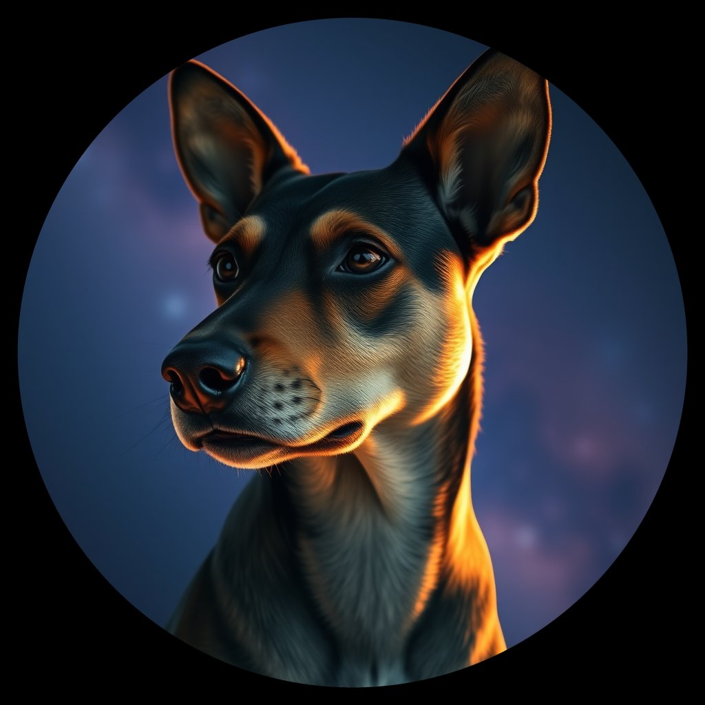 Cosmic medallion portrait of PFZ31H04_PFZ31H04, a Australian Cattle Dog