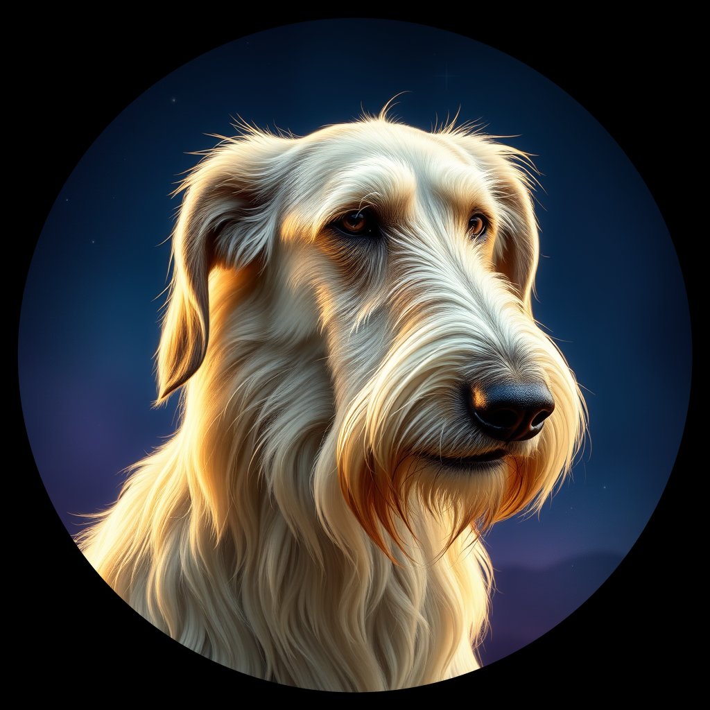 Cosmic medallion portrait of PFZ31H05_PFZ31H05, a Irish Wolfhound