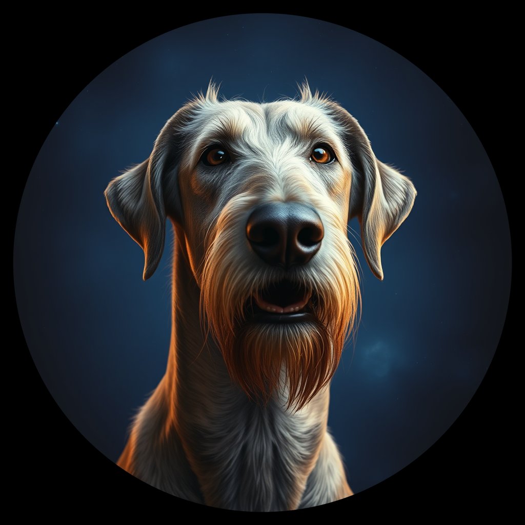 Cosmic medallion portrait of PFZ31H06_PFZ31H06, a Irish Wolfhound