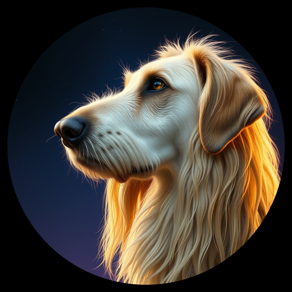 Cosmic medallion portrait of PFZ31H08_PFZ31H08, a Irish Wolfhound