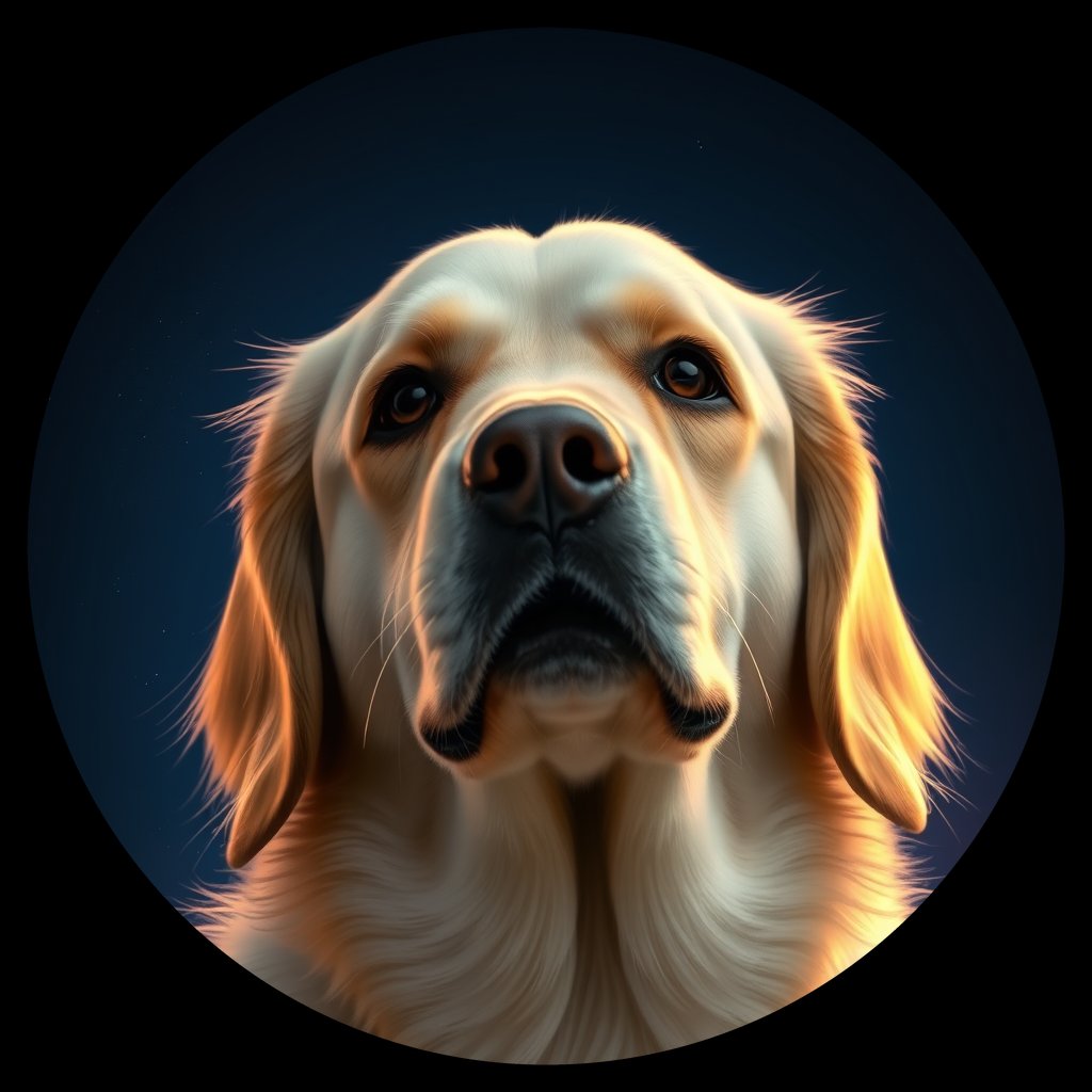 Cosmic medallion portrait of PFZ31H10_PFZ31H10, a Golden Retriever