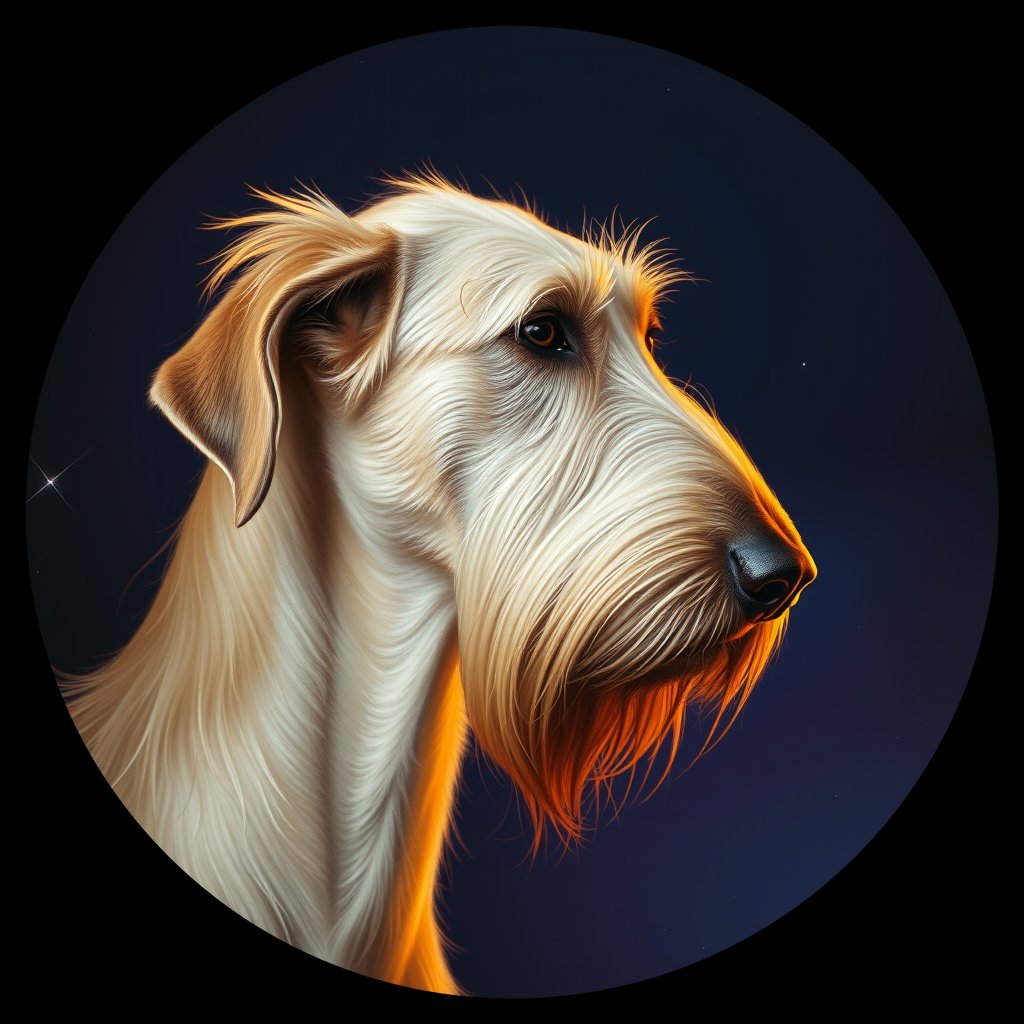 Cosmic medallion portrait of PFZ31H11_PFZ31H11, a Irish Wolfhound