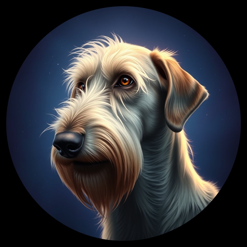 Cosmic medallion portrait of PFZ31H12_PFZ31H12, a Irish Wolfhound