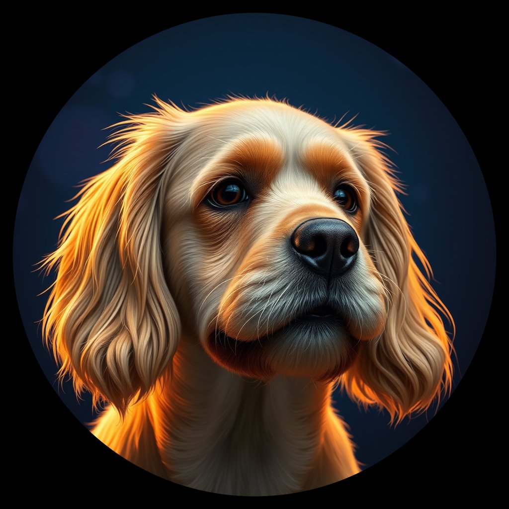 Cosmic medallion portrait of PFZ32A01_PFZ32A01, a American Cocker Spaniel