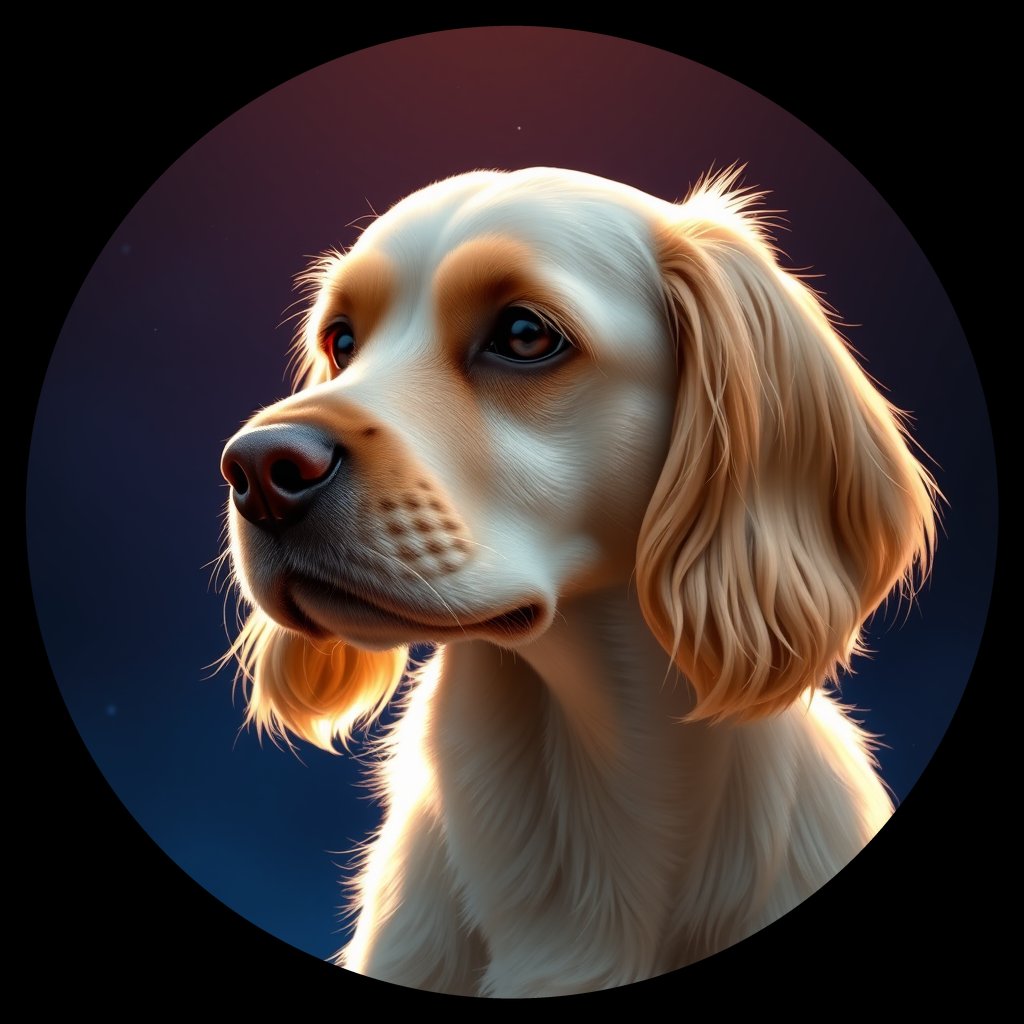 Cosmic medallion portrait of PFZ32A02_PFZ32A02, a American Cocker Spaniel