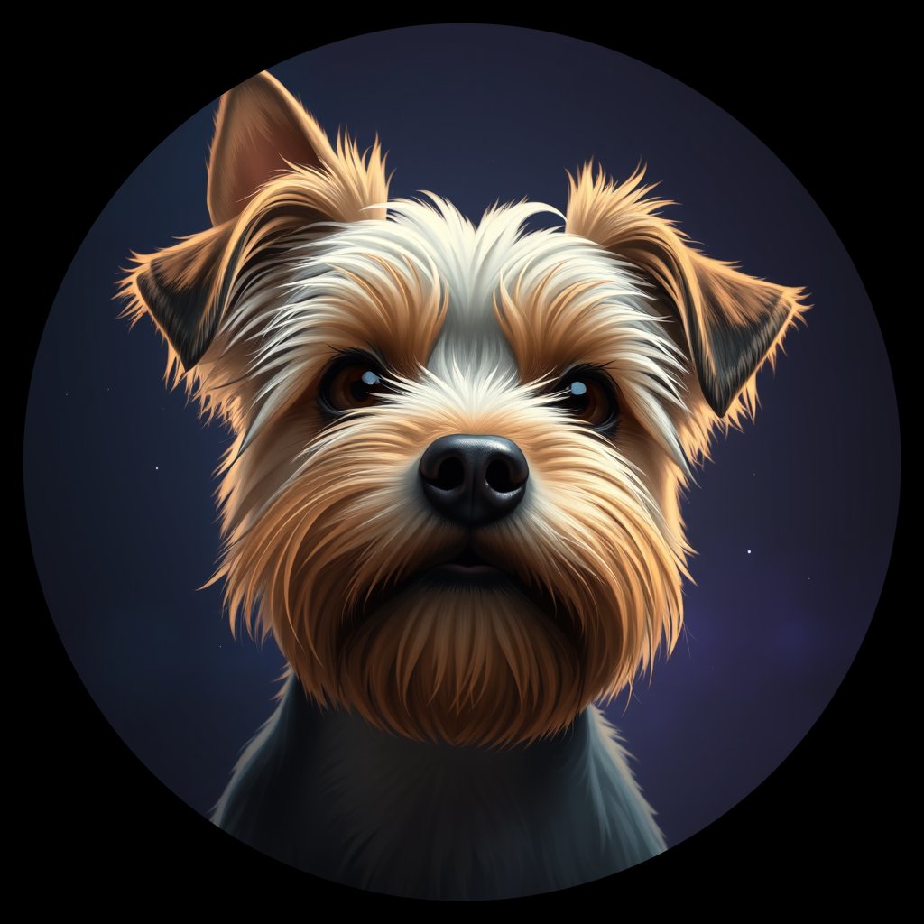Cosmic medallion portrait of PFZ32A03_PFZ32A03, a Yorkshire Terrier