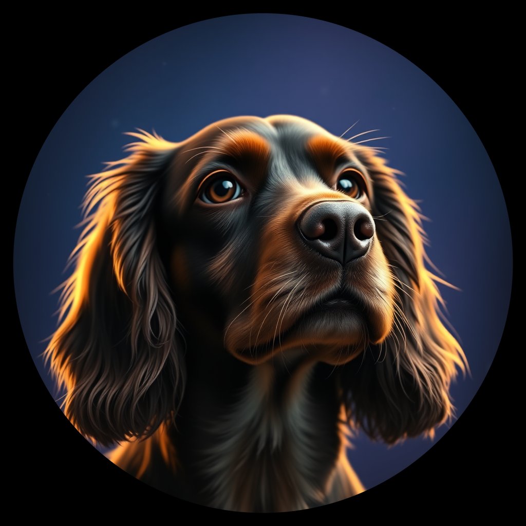 Cosmic medallion portrait of PFZ32A05_PFZ32A05, a American Cocker Spaniel