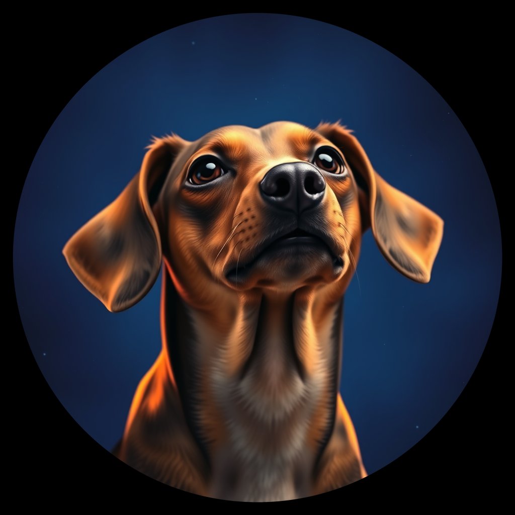 Cosmic medallion portrait of PFZ32A06_PFZ32A06, a Dachshund