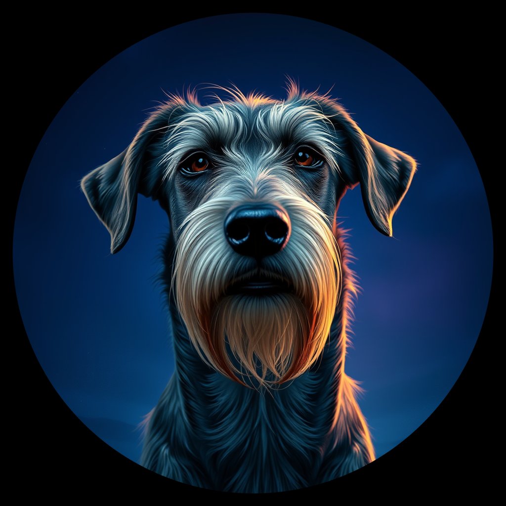 Cosmic medallion portrait of PFZ32A11_PFZ32A11, a Irish Wolfhound