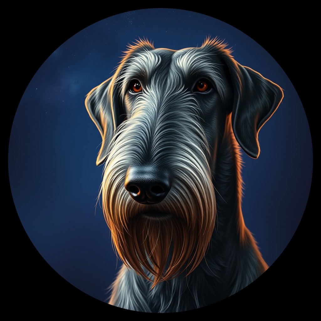 Cosmic medallion portrait of PFZ32A12_PFZ32A12, a Irish Wolfhound
