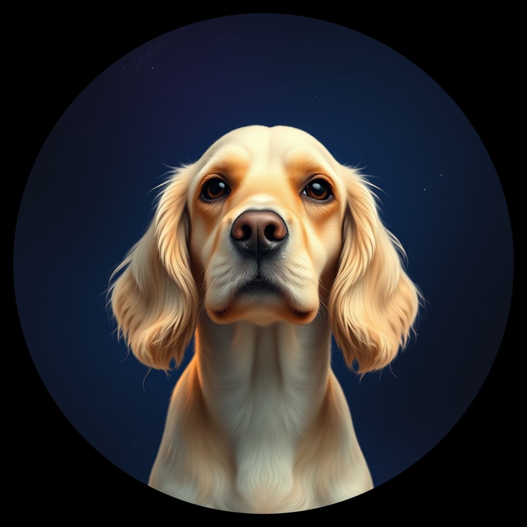 Cosmic medallion portrait of PFZ32B01_PFZ32B01, a American Cocker Spaniel