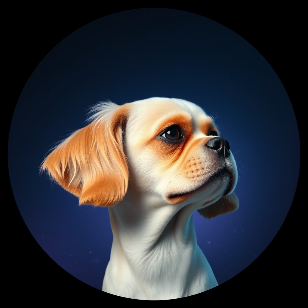 Cosmic medallion portrait of PFZ32B02_PFZ32B02, a Cavalier King Charles Spaniel
