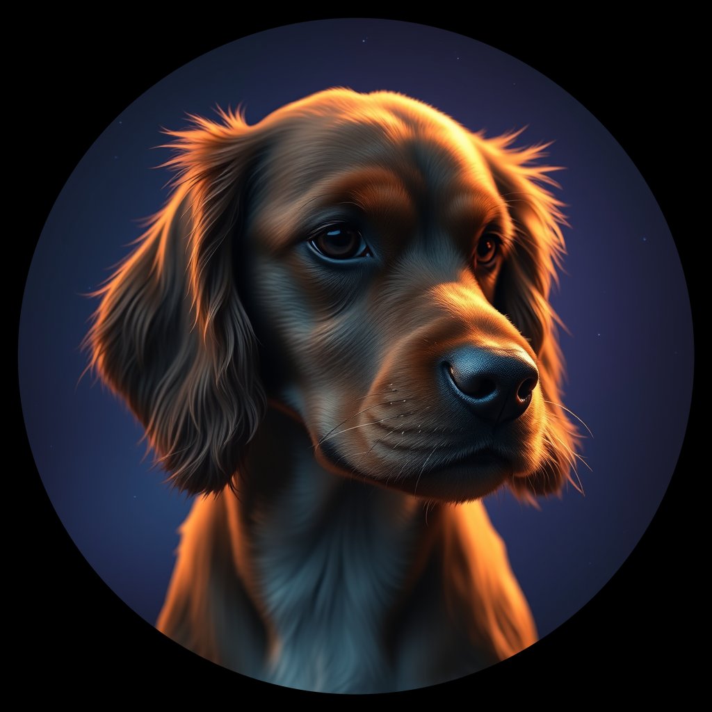 Cosmic medallion portrait of PFZ32B03_PFZ32B03, a American Cocker Spaniel