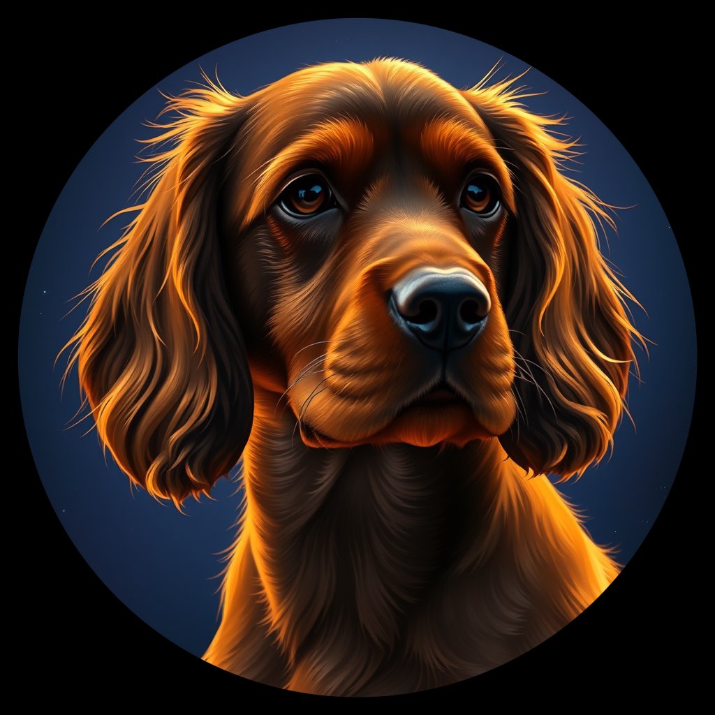 Cosmic medallion portrait of PFZ32B04_PFZ32B04, a American Cocker Spaniel