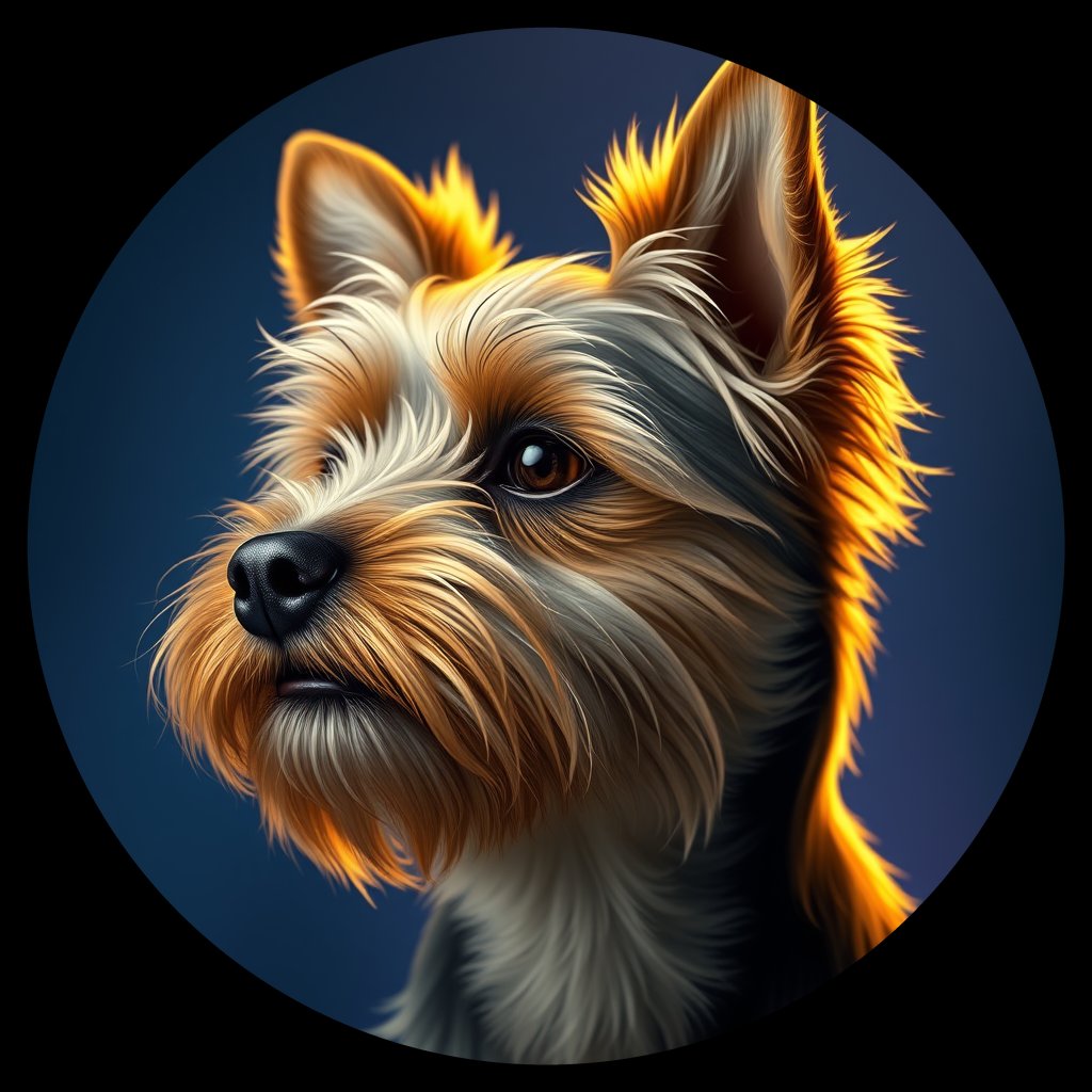 Cosmic medallion portrait of PFZ32B07_PFZ32B07, a Yorkshire Terrier