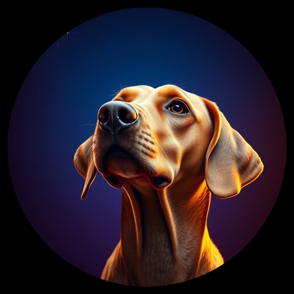 Cosmic medallion portrait of PFZ32B09_PFZ32B09, a Vizsla