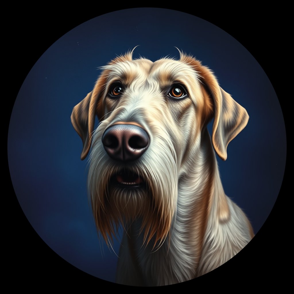Cosmic medallion portrait of PFZ32B11_PFZ32B11, a Irish Wolfhound