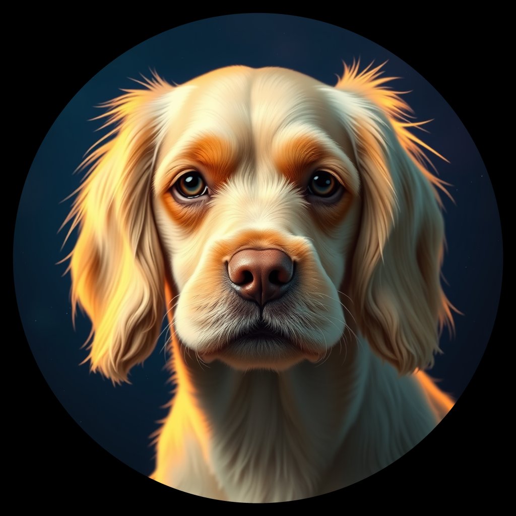 Cosmic medallion portrait of PFZ32C01_PFZ32C01, a American Cocker Spaniel