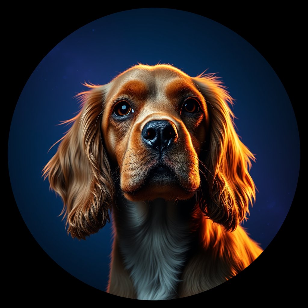Cosmic medallion portrait of PFZ32C02_PFZ32C02, a American Cocker Spaniel