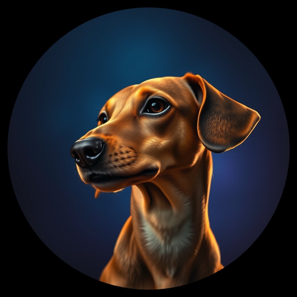 Cosmic medallion portrait of PFZ32C07_PFZ32C07, a Dachshund
