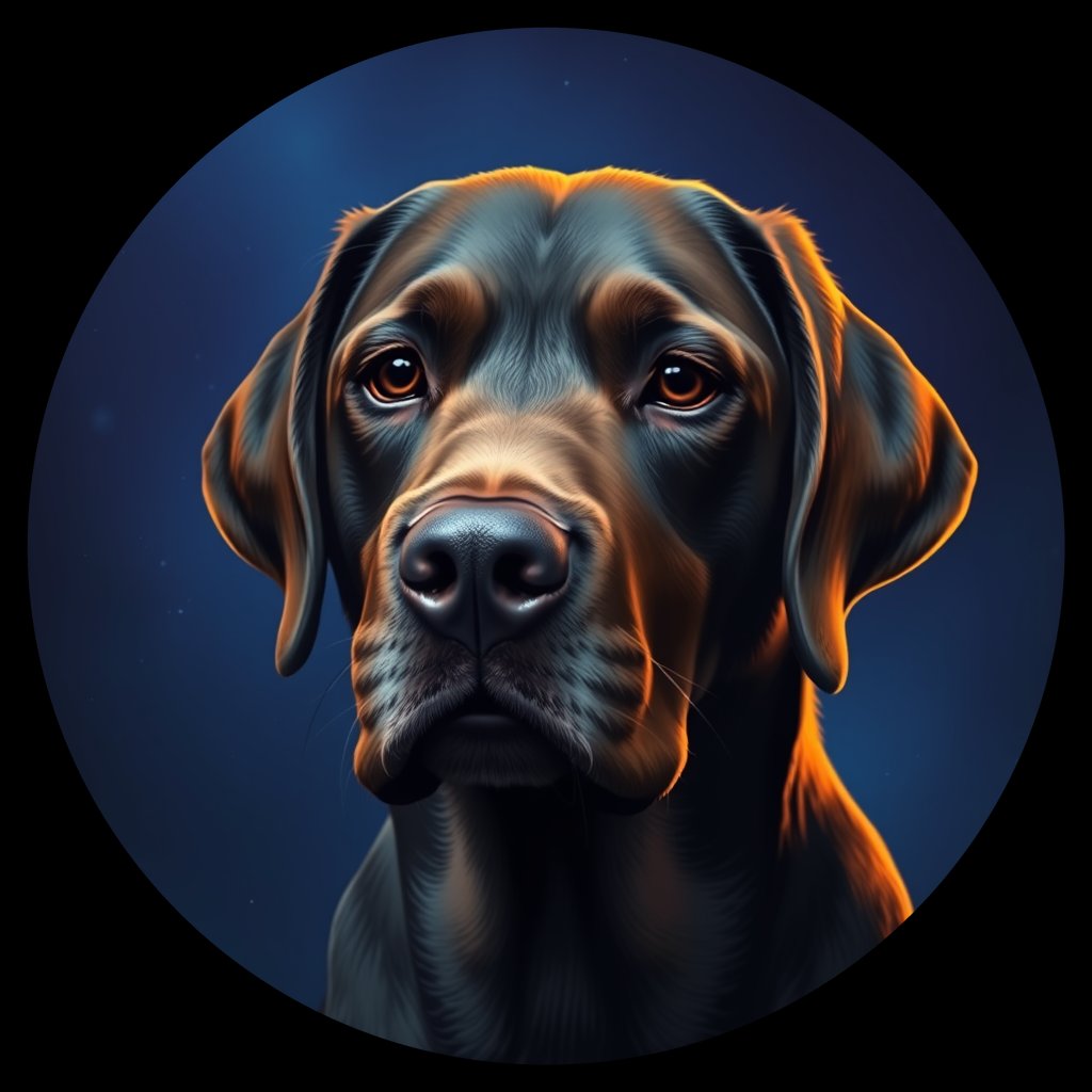 Cosmic medallion portrait of PFZ32C08_PFZ32C08, a Labrador Retriever