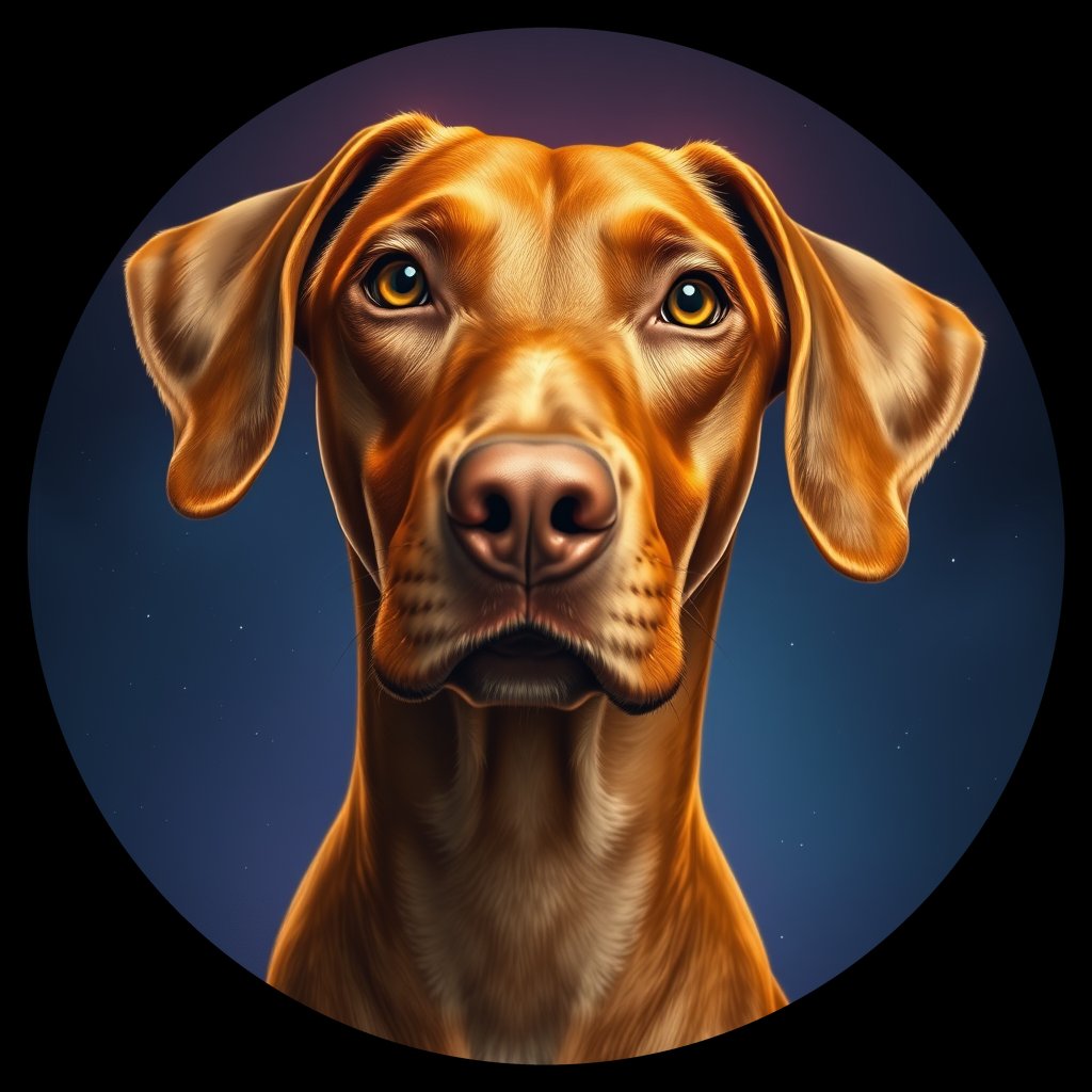 Cosmic medallion portrait of PFZ32C09_PFZ32C09, a Vizsla